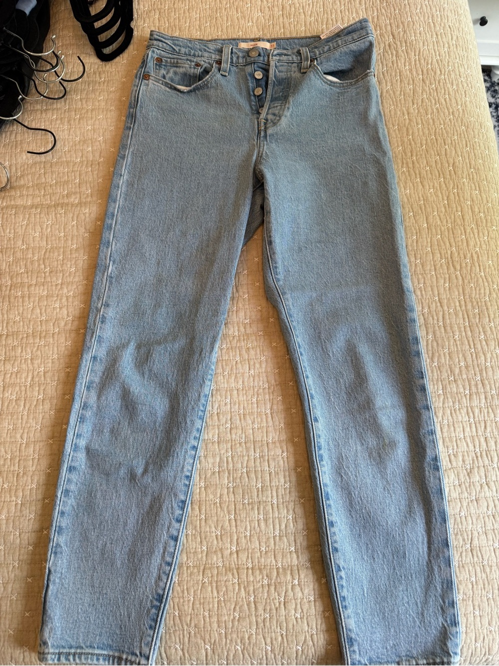 Levi's Light Blue High-Rise Button-Fly Ankle Jeans